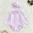 thumbnail image 2 of Baby Girl Swimsuit Rash Guard Ruffle Long Sleeve Sun Protection Summer Bathing Suit for Kids 3-6 Months, 2 of 3