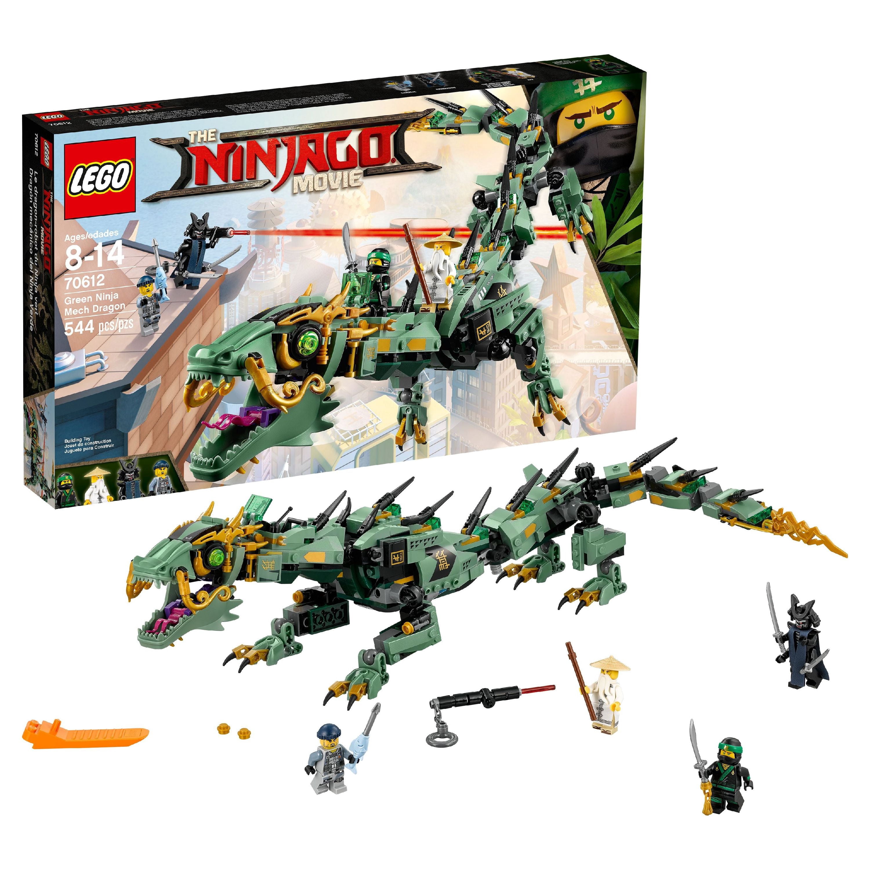 LEGO NINJAGO Movie Green Ninja Mech Dragon 70612 Ninja Toy with Dragon Figurine Building Kit (544 Pieces)