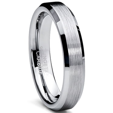 Bague Alliance Anniversaire pour Homme en Carbure de Tungstène Brossé, Ajustement Confortable, 4 mm