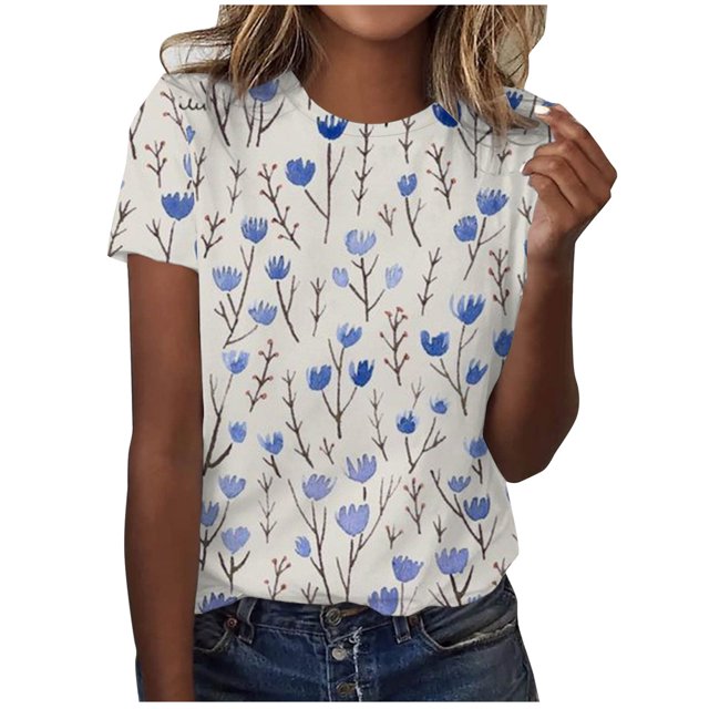 Birdeem Femmes Surdimensionné Été Décontracté Manches Courtes Col Rond Manches Imprimées Hauts Blouse Ample