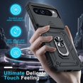 thumbnail image 4 of KOMI Case Compatible with Google Pixel 9 Pro XL Built in Slide Camera Lens Cover+Screen Protector+Finger Ring Holder Kickstand,Heavy Duty Shockproof Full Body Protective Phone Cover, Black, 4 of 5