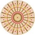thumbnail image 1 of Ahgly Company Tapis Rond Lavable en Machine Intérieur Transitionnel Blond Doré Or, 3 Pieds Rond, 1 of 7
