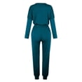 thumbnail image 4 of Mrat Plus Size Two Piece Outfits for Women 2 Piece Jogging Sets Solid Polyester Long Sleeve Sweatsuits Sets Two Piece Track Suits Drawstring High Waist Pants Set Comfy Outfits G-Navy XXL, 4 of 5
