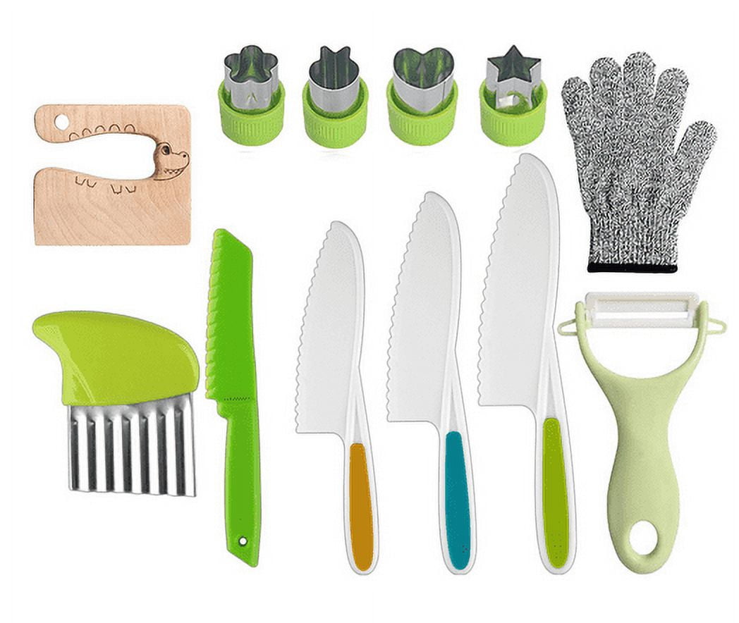 TopLLC 13PCS Toddler Knife For Chopping Mini Chef Knife Set For Kids Knives Kitchen Knife Set Plastic Children Cooking Cutter Set