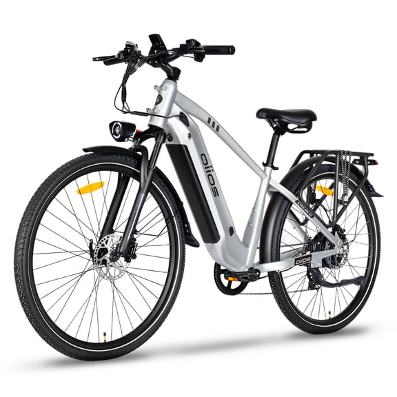 Oiios Cyclon Commuter Electric Bike for Adults - UL Certified 750W 29 in - Up to 125 km Range - Hydraulic Brakes LED Lights Turn Signals - Stardust Silver