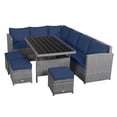 thumbnail image 3 of Patiojoy Ensemble de Conversation d'Extérieur en Osier, 7 Pcs, avec Coussins Bleu Marine, 3 of 9