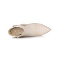 thumbnail image 4 of BLISSFUL STEP Women's Pointed Toe Plaid Block Heels Ankle Boots Beige 6, 4 of 7