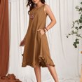 thumbnail image 4 of AherBiu Robe Midi Basique Décontractée d'Été pour Femmes en Coton et Lin Sans Manches à Col Ras du Cou avec Volants et Poches, 4 of 6