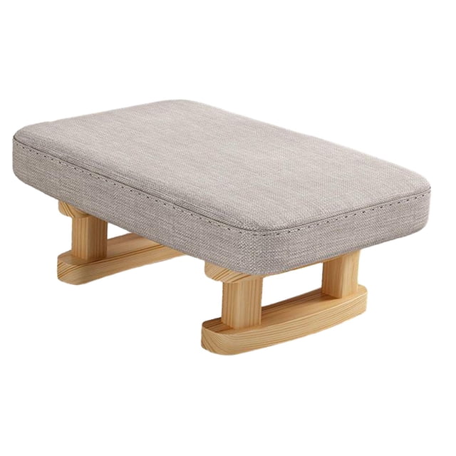 Padded Footstool, Small Ottoman Footrest with Wooden Legs, Rectangular Footstool gray