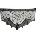 thumbnail image 1 of Amdohai 36.6x23 Inch Halloweens Black Lace Window Curtain, Spooky Spider Web Bats, 1 of 9