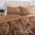 thumbnail image 3 of Regency Heights King/Cal King Size Comforter Set, Fluffy Ribbed Plush Comforter Set, 3-Piece Bedding Set, Brown, 3 of 7
