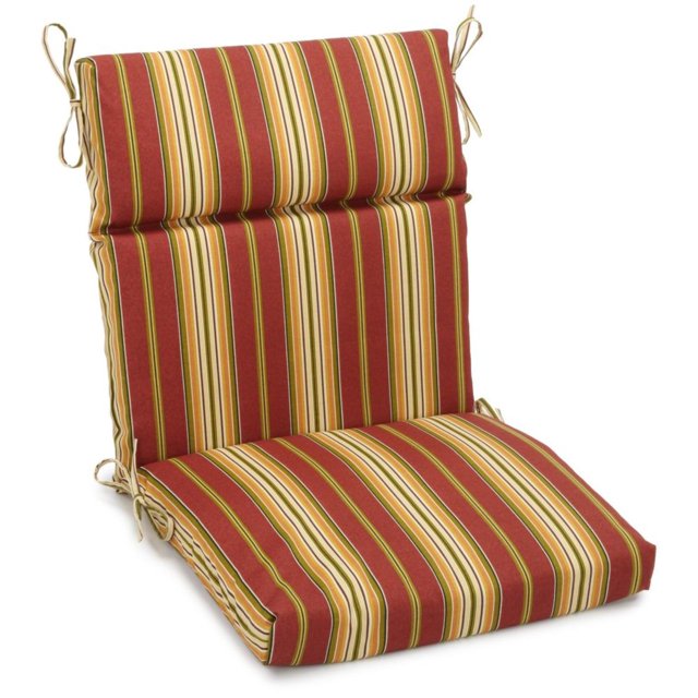 Coussin de Chaise Carré Extérieur en Polyester Filé 18 Pouces par 38 Pouces, Kingsley Stripe Ruby