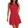 thumbnail image 1 of Women's Summer A-Line Sleeveless Boat Neck Mini Dress - Club Party Short, 1 of 4