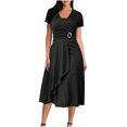 thumbnail image 2 of EGNMCR Robes de Soirée pour Femmes, Robes Formelles pour Femmes, Robes de Cocktail pour Femmes à Manches Courtes Robe à Col en V Robe d'Été Unie à Manches Courtes à Col en V pour Femmes Robe pour Femme, 2 of 7