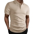 thumbnail image 2 of HVOBTTY Mens Summer Soft Versatile Pullover Casual Fashion Comfortable Solid Color Collared Short Sleeve Loose Breathable Daily Base Layer Shirts Khaki, XL, 2 of 4