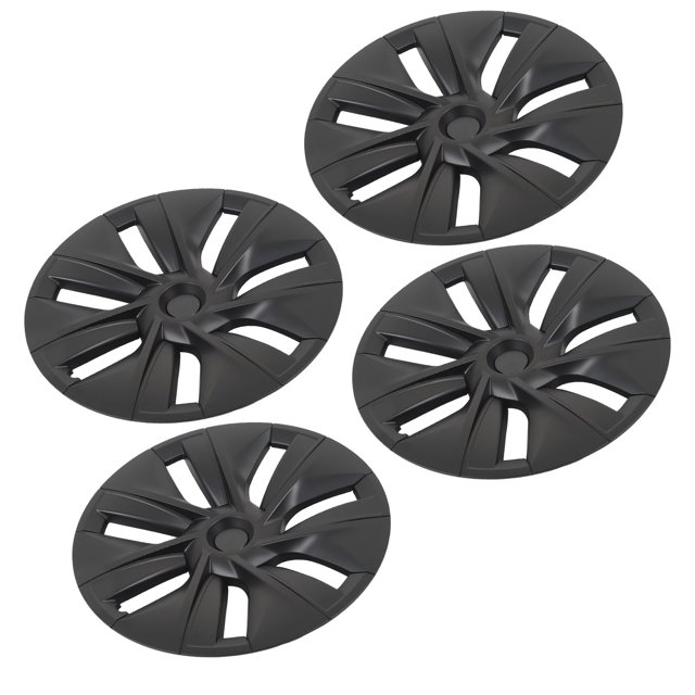 19in Wheel Hub , Wheel Rim Cover Matte Black Scratch Free Full For Model Y 2020 To 2023