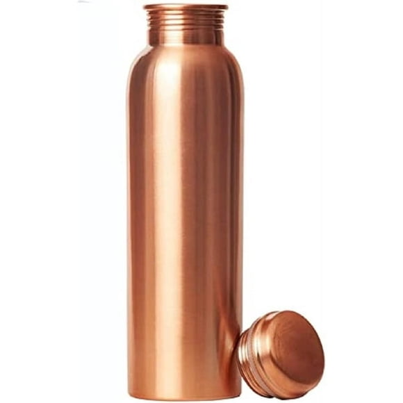100% PURE COPPER WATER BOTTLE NO JOINT & LEAK PROOF DESIGN VESSEL AYURVEDA HEALTH BENEFIT PITCHER FOR SPORT, FITNESS, AND YOGA