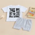 thumbnail image 4 of 2Pcs Infant Baby Boy Summer Clothes Sets Outfits Short Sleeve Baseball Print Tops + Shorts Set, 4 of 9