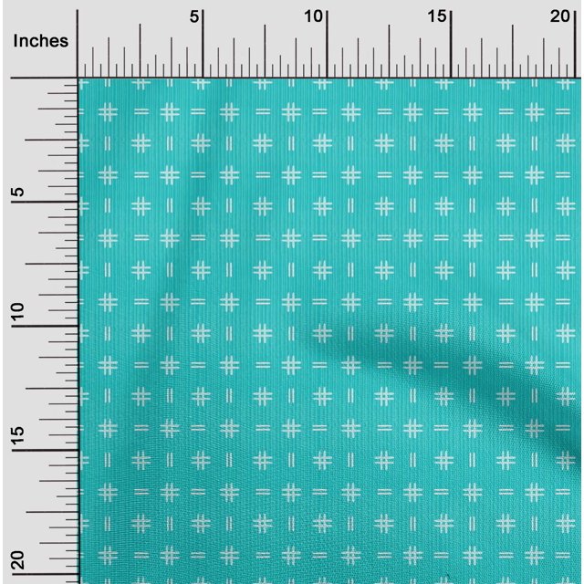 oneOone Cotton Poplin Fabric Geometric Hash & Stripe Block Print Fabric By The Yard 56 Inch Wide