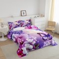 thumbnail image 3 of Erosebridal Ensembles de Couette Papillon Violet Taille Tout-Petit, Couettes et Duvets à Fleurs, Réversible, 2 Pcs, 3 of 7