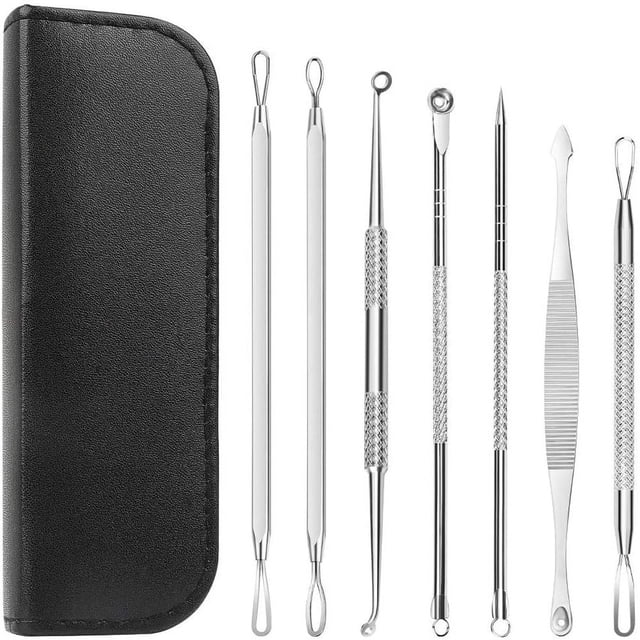 CUITING 7 In 1 Pimple Blackhead Remover Extractor Tool Kit Professional Safe Treatment For Zit Popper White Head Acne Blemish Comedone Removing For Nose Face Skin