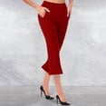 thumbnail image 2 of Penkiiy Women's Plus Size High Waist Pull-On Flared Pants with Tummy Control, Red, 2XL, 2 of 7