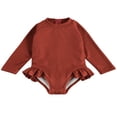 thumbnail image 1 of Baby Girls Long Sleeve Swimsuit Ruffle Zipper Rash Guard Swimwears, 1 of 5