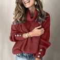thumbnail image 1 of Babysbule Chandails pour Femmes Liquidation Mode Col Roulé Uni pour Femmes Manches Longues Style Ample Tricot Hauts Blouse pour Dames, 1 of 8