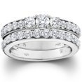 thumbnail image 1 of 2 1/6ct 3-Stone Diamond Engagement Wedding Ring Set 10K White Gold, 1 of 4
