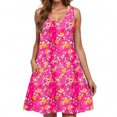 thumbnail image 4 of Ovzne Robes pour Femmes Robe d'Été Femmes Décontractée Ample Robe d'Été Imprimée Sans Manches Col en V Ensemble Haut/chemise Robe de Printemps Imprimée Liquidation, 4 of 6
