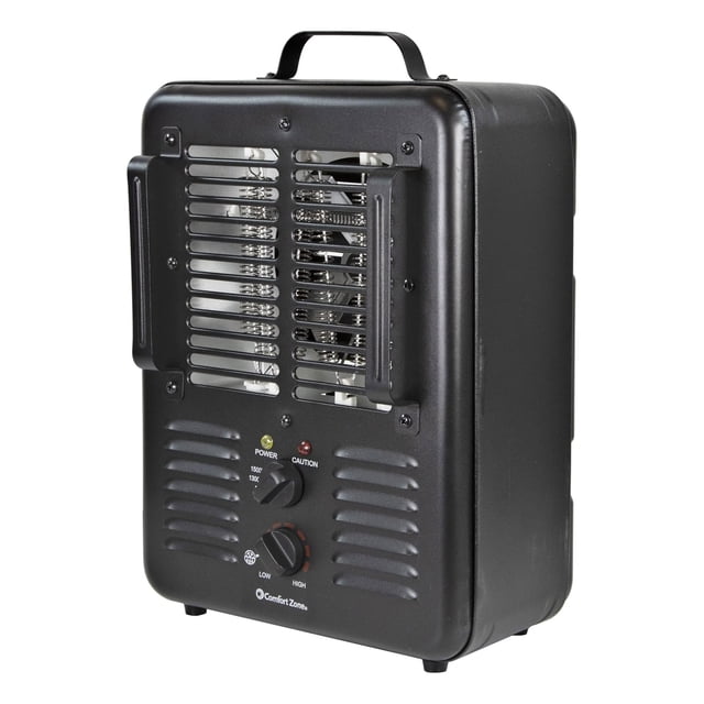 Comfort Zone Chauffage Utilitaire Électrique 3 Niveaux de Chaleur 1500 W avec Thermostat Réglable, Noir