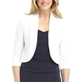 thumbnail image 1 of Women Shrug Open Front Bolero Cardigan Short Sleeve Cropped Sweater Jacket Plus Size, 1 of 7