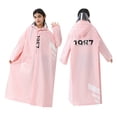 thumbnail image 1 of PMVFHDE Rain Poncho Children's Raincoat Hidden Backpack Riding Rain Suit Long Large Children's School Poncho Pink,14-16 Years, 1 of 3