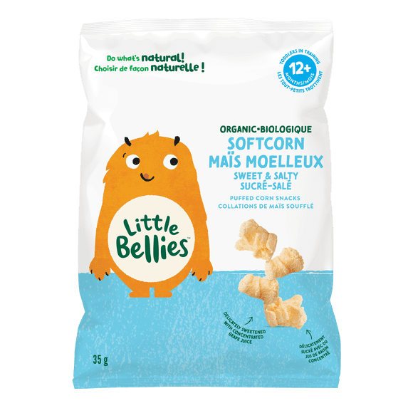 Little Bellies Organic Soft Corn Sweet & Salty Puffed Corn Snacks 12+ Month, 35gr