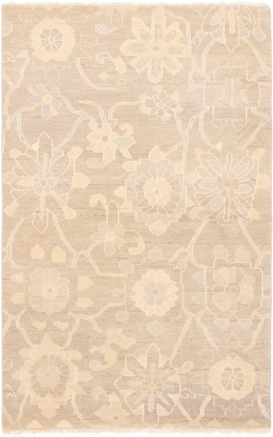 ECARPETGALLERY Tapis Noué à la Main pour Salon, Salle à Manger et Chambre à Coucher Transitionnel Collection Oushak Prestige 5'1" x 8'0" en Gris