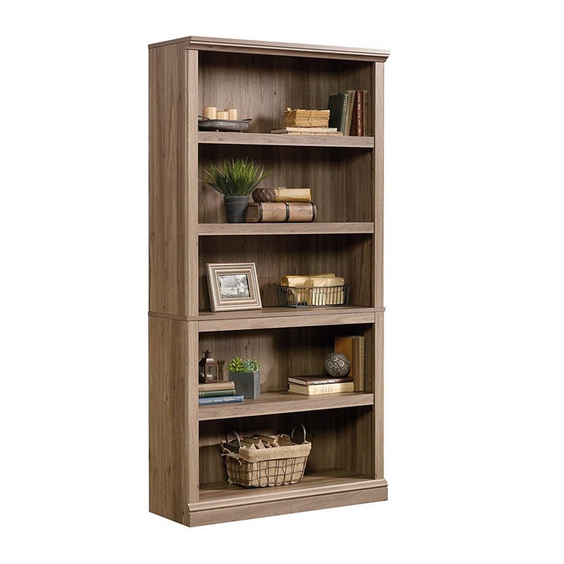 Bowery Hill Contemporary 5 Shelf Bookcase in Salt Oak