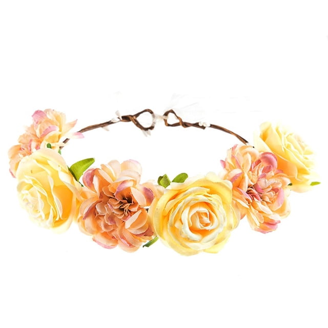 Guirlande de Cheveux Fleurs pour Femmes, Bandeau Couronne Florale