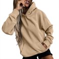 thumbnail image 2 of Women's Slim Pullover Hoodies - Artificial Short Velvet Sweaters, Long Sleeve with Pockets, Suitable for Winter and Fall, 95% Polyester, Multiple Sizes, 2 of 5