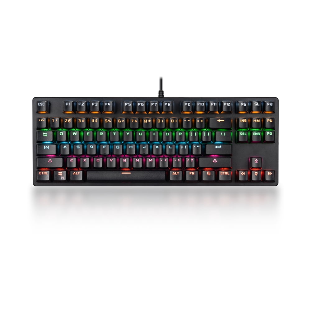 Amdohai 87-key Mechanical Keyboard Wired Keyboard RGB Backlit Keyboard Blue Switch/ 26-key Rollover/ Multimedia Combination Keys Black