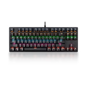 Amdohai 87-key Clavier mécanique Clabre filaire RGB Interrupteur de clavier bleu rétroéclairé/ 26-key Clés de combinaison Rouleau / Multimedia Noir