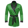 thumbnail image 3 of Miaeowve Men Short Satin Smoking Jacket Robe Lightweight Dinner Jacket Cigar Jacket House Kimono Bathrobe Green S, 3 of 7
