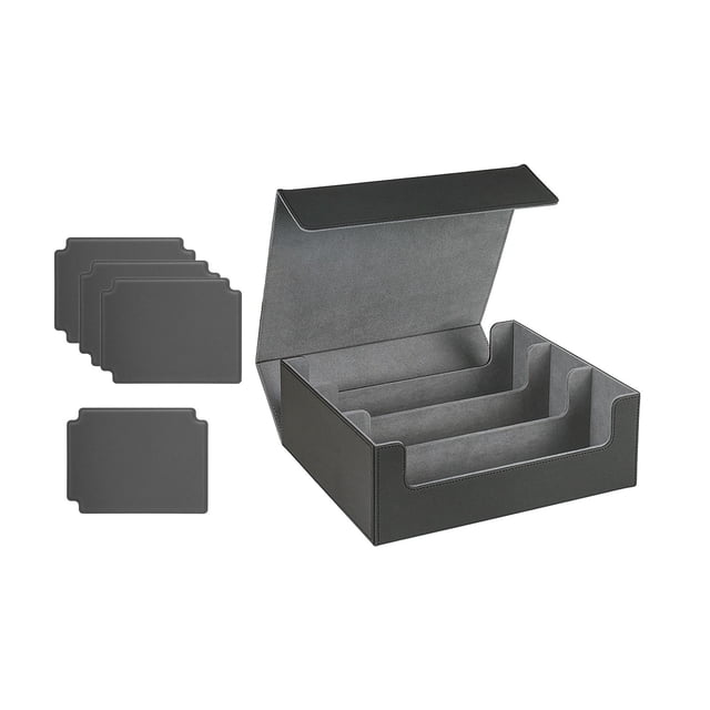 Bunblic 1800+Card Case Deck Box Sturdy Organizer for Basketball Cards Black Lined In Gray