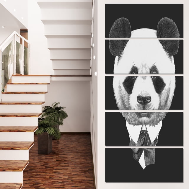 Funny Panda en Costume et Cravate - Impression sur Toile Animal