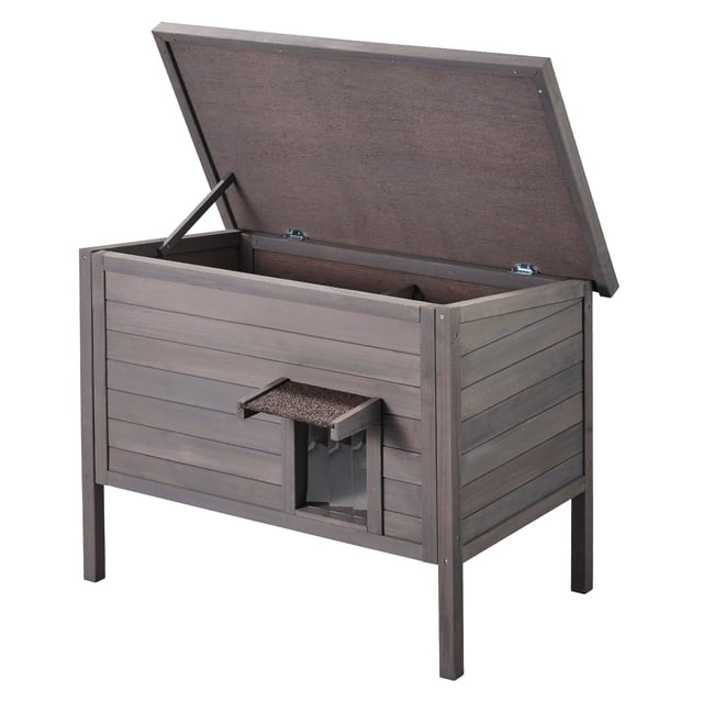 VEVOR Cat House Abri Extérieur en Bois pour Chat Sauvage avec Toit et Rabats de Porte en PVC Gris. Fabriqué en Bois de Cèdre durable avec Toit en Asphalte Incliné pour protection contre les Intempéries. Comprend un Dessus Amovible pour un Nettoyage Facile, des Rabats de Porte en PVC Épais pour l'Isolation et des Pieds Surélevés pour la Résistance à la Pluie et à la Neige. Mobilier Cat d'Extérieur Idéal pour 1 à 3 Chats Ou Petits Animaux de Compagnie.