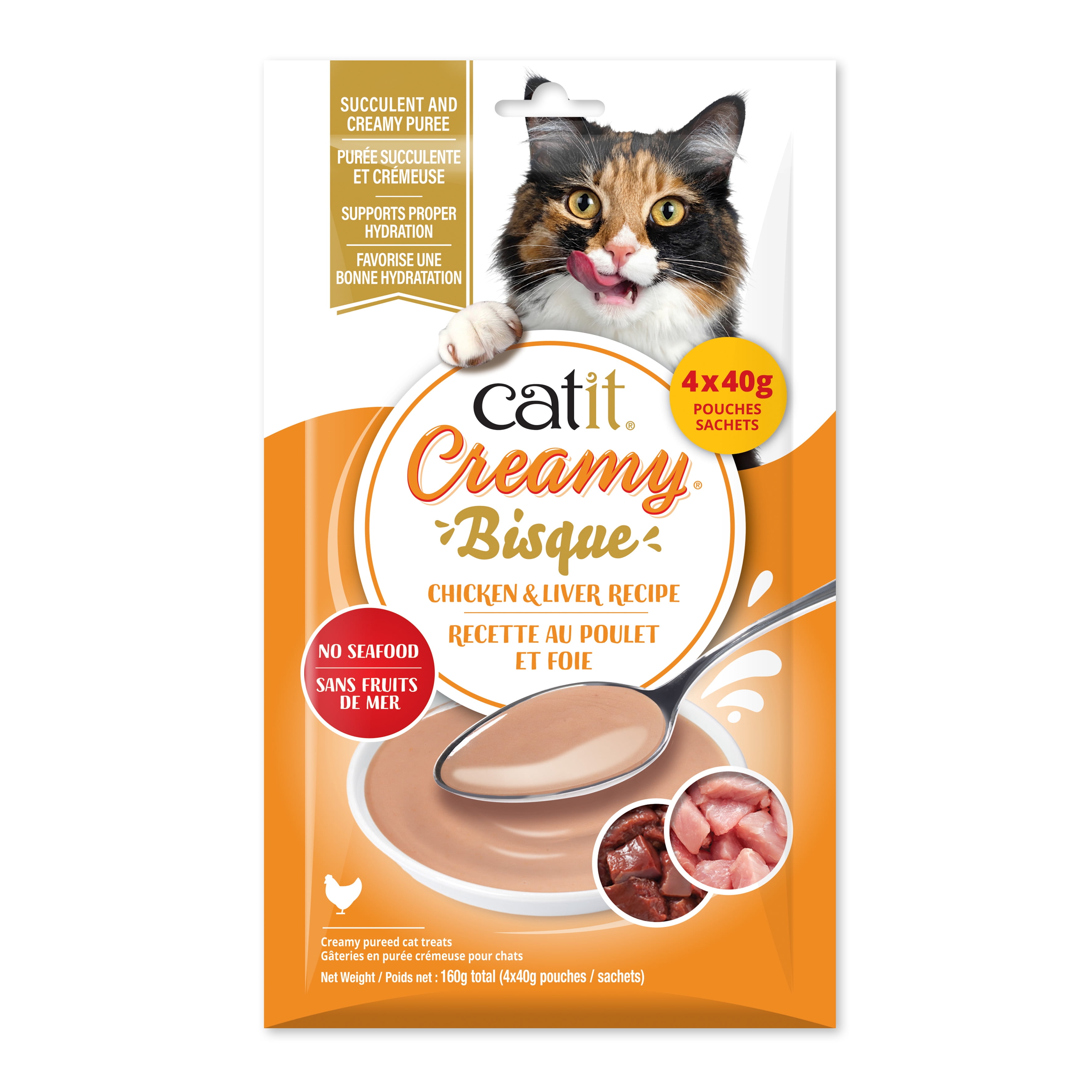 Bisque Catit Creamy au poulet et foie, 4 x 40 G