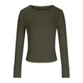 thumbnail image 4 of Yuyuzo Women's Ribbed Knit Tops Long Sleeve Crewneck Slim Tight T Shirts 2024 Basic Solid Color Tees, 4 of 7