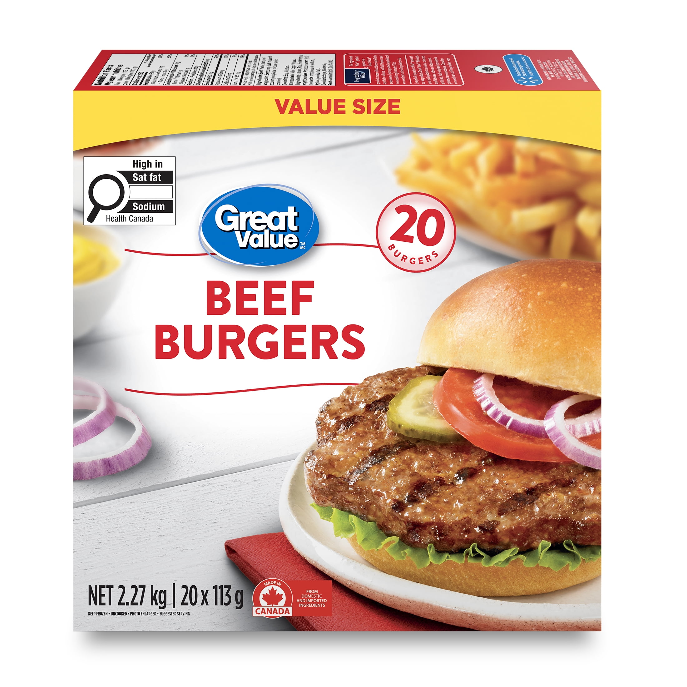 Great Value Frozen Beef Burgers