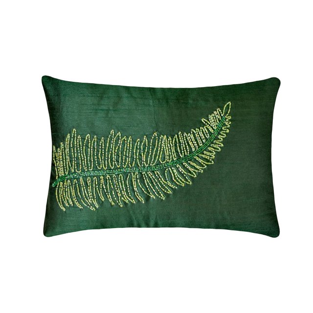 The HomeCentric Decorative Pillow Covers, Decorative Pillow Covers Pack of 2, 12"x18" (30x45 cm) Green, Silk Rectangular Pillow Covers, Handmade Pillow Covers - Green Tea