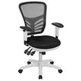 thumbnail image 1 of Mid-Back Black Mesh Multifunction Executive Swivel Ergonomic Office Chair with Adjustable Arms and White Frame, 1 of 9