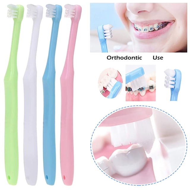 LPSSTORE 4 Pcs Brosse à Dents Petite Tête Embout Touffe Brosse à Dents Orthodontique Garniture Souple Sagesse